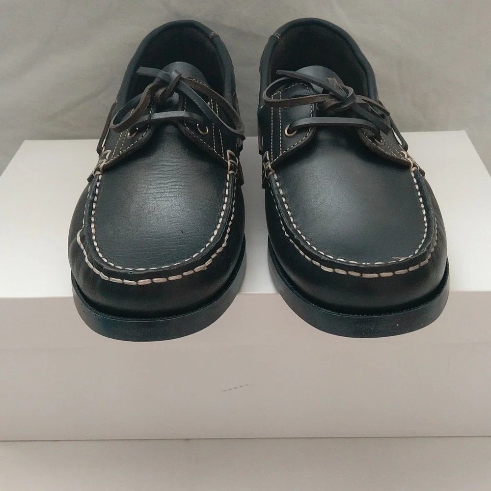 Danassa made in Portugal men's classic leather lace up boat shoes Sz 42 navy